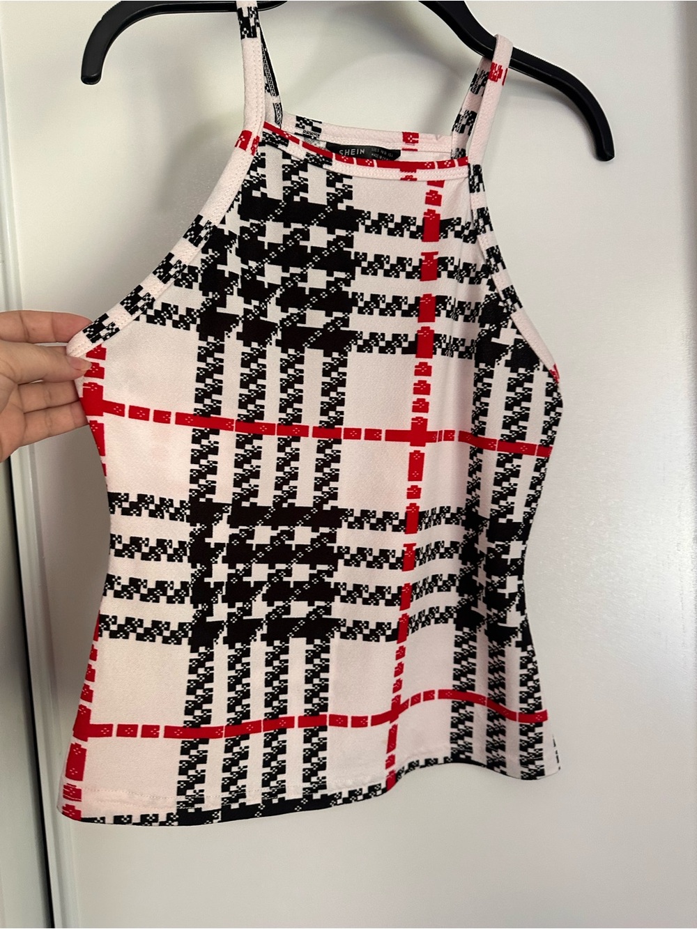 SHEIN red Plaid Halter tank top